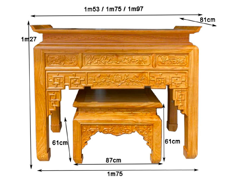 Kích thước bàn thờ gia tiên đẹp cung tài lộc hợp phong thủy