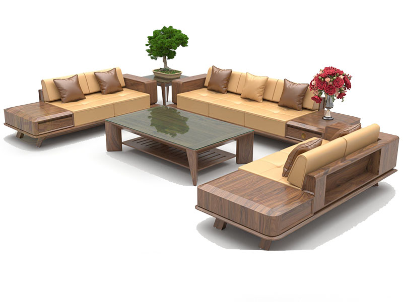 Sofa đẹp gỗ óc chó K009