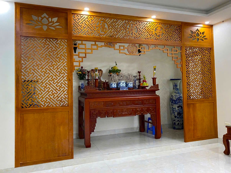 vách ngăn bàn thờ hoa sen